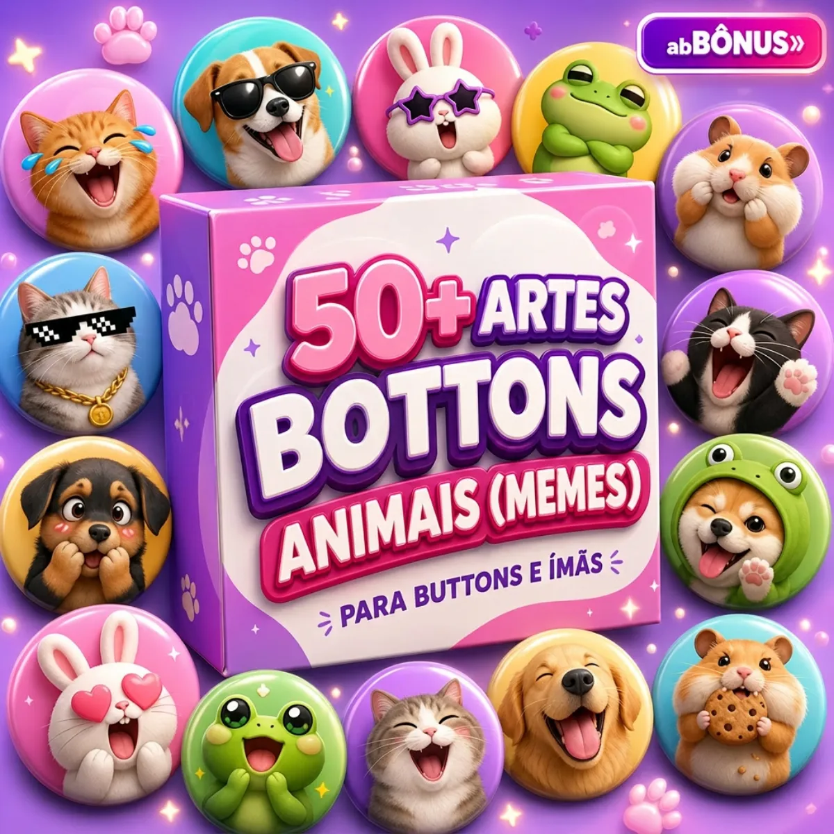 50 Artes Bottons Animais Meme